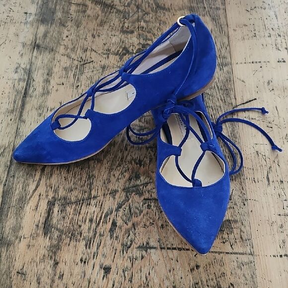 ROBERTO FESTA Royal Blue Lace-up Ballet Flats Size 35 - Picture 1 of 8